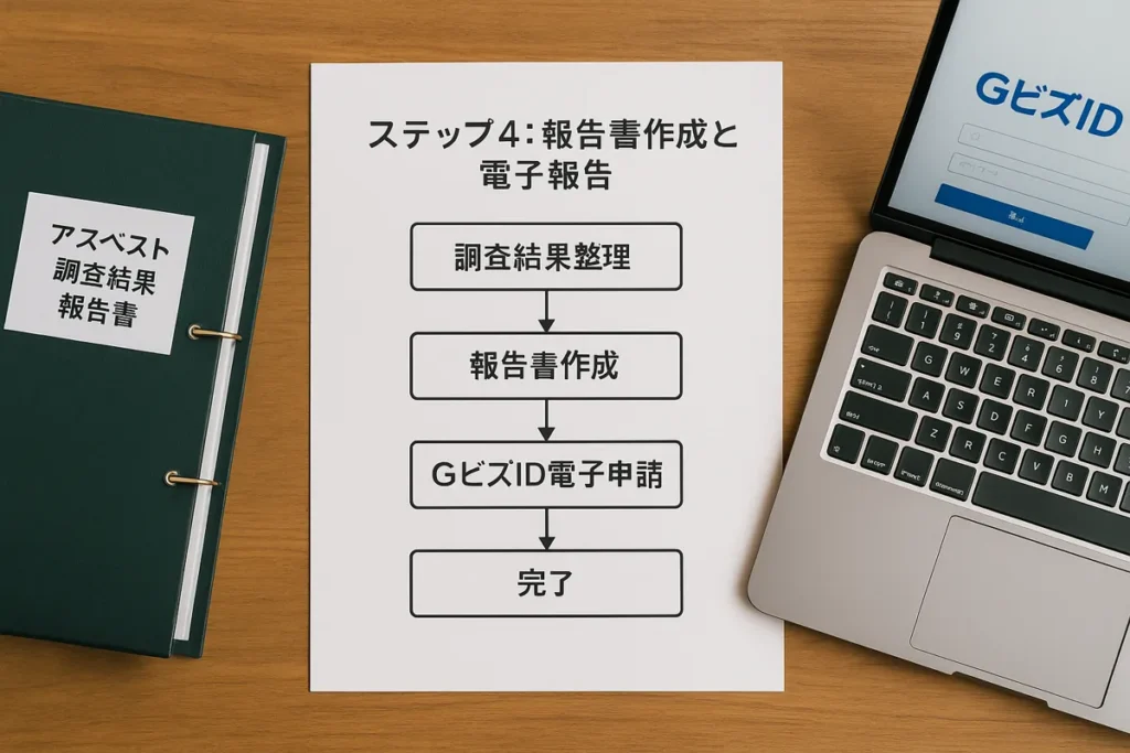 ステップ4:調査結果の報告書作成と行政への電子報告(GビズID)